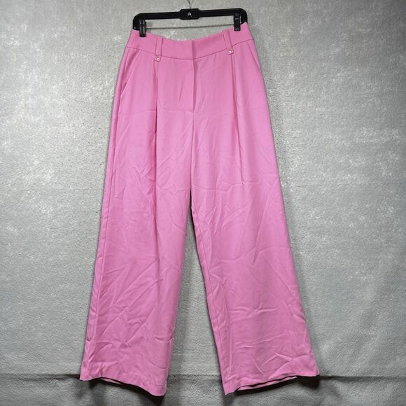 Anthropologie x Exquise Pants Womens Size Medium Pink Flared Trousers Pockets - Picture 1 of 11